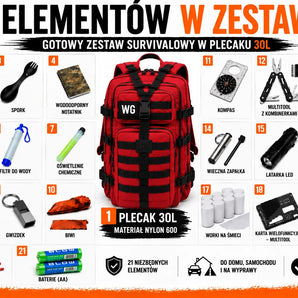E-19 evacuation backpack – ready-made 30 L emergency kit | Red WarriorGear.eu
