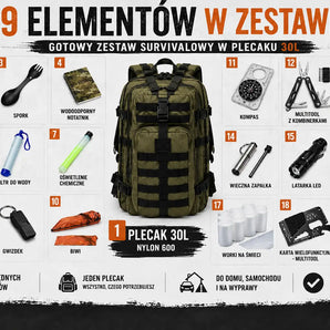 WarriorGear.eu Survival kit / emergency gear | in line with the Polish ministry's checklist | green 30 L backpack WarriorGear.eu