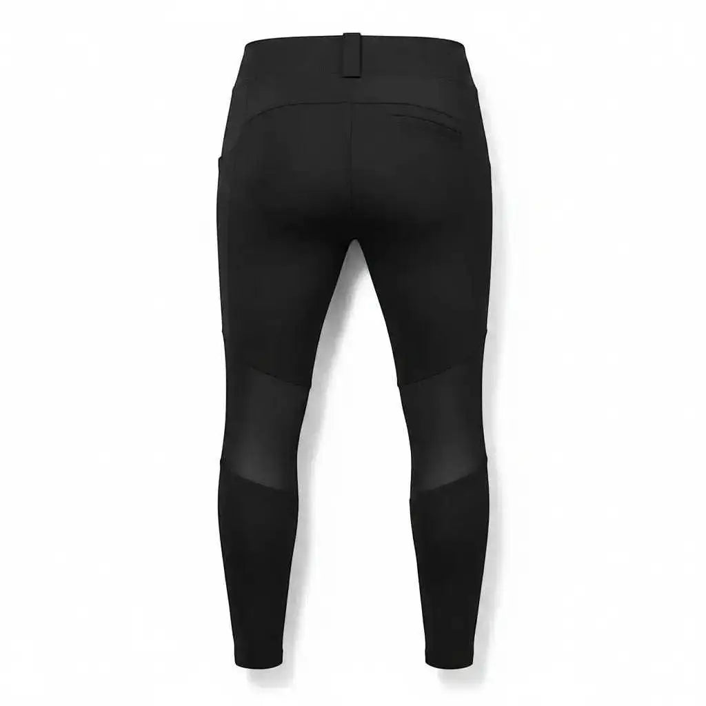 WarriorGear.eu black tactical leggings for women with mesh panels on calves and a D-ring belt loop.