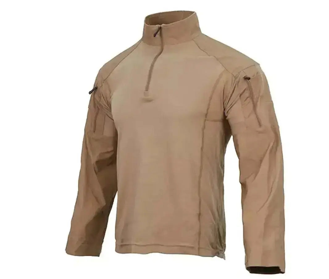 Koszulka taktyczna Combat Shirt z długim rękawem w kolorze coyote beż, oddychająca i wzmocniona do munduru