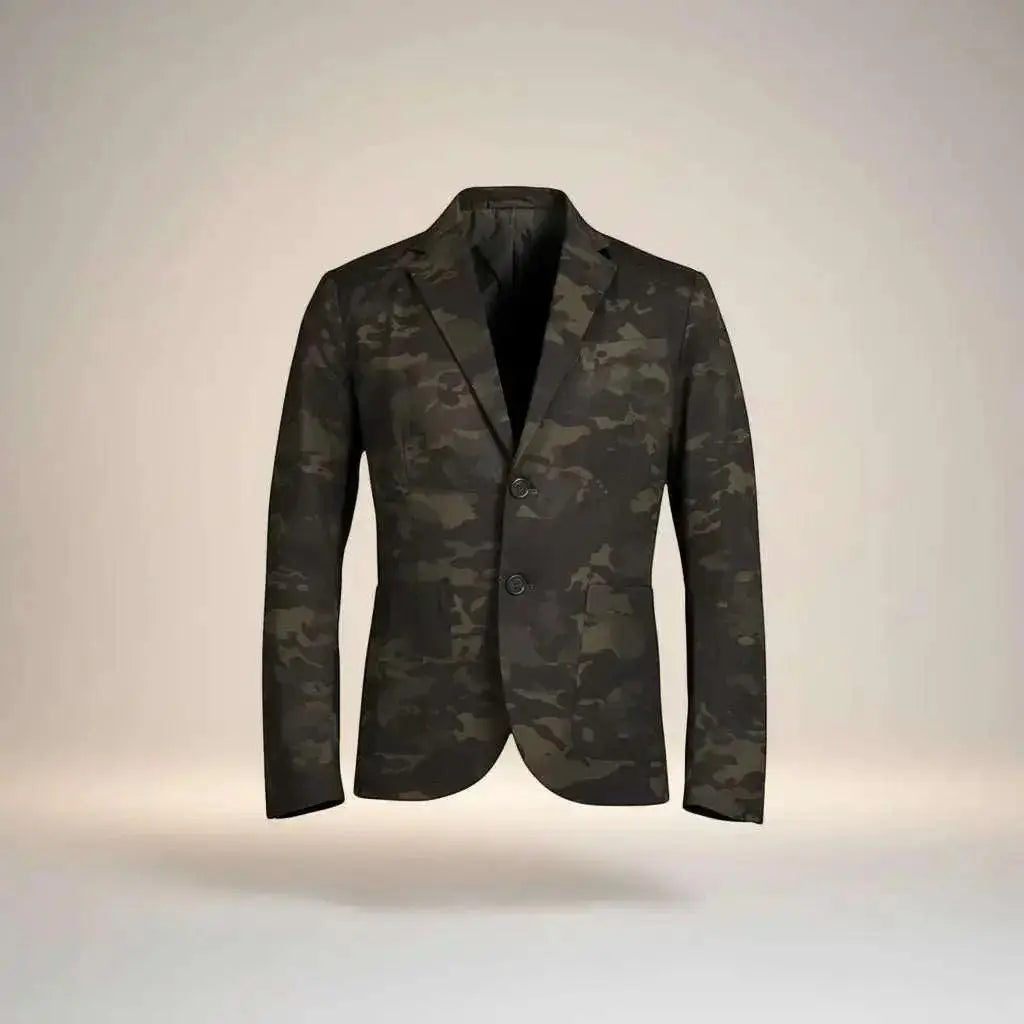 WarriorGear.eu men's tactical blazer in black camouflage Multicam. Lightweight, comfortable, and stylish for urban outdoor use.