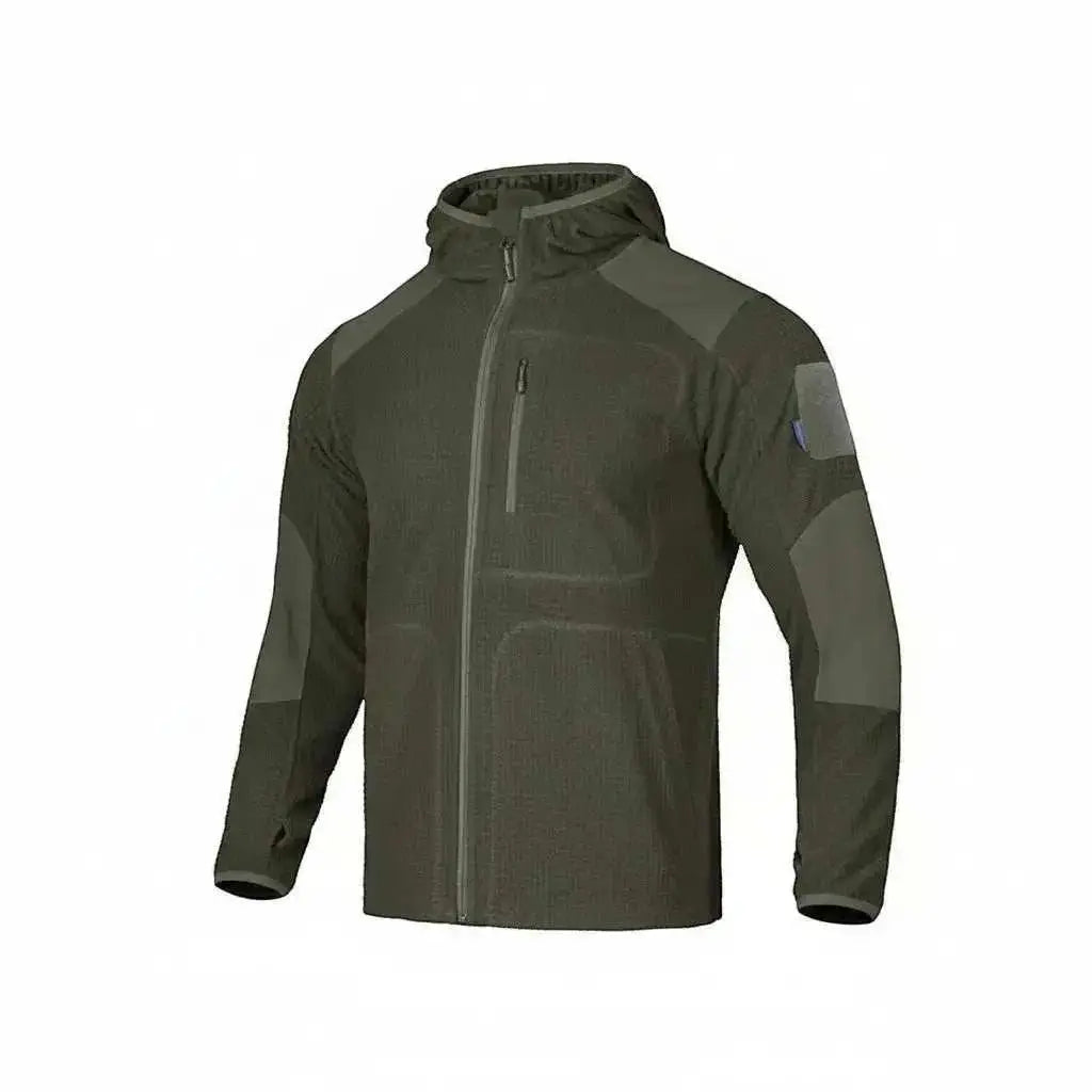 Taktyczna bluza polarowa termoaktywna z kapturem w kolorze oliwkowym do outdooru i trekkingu