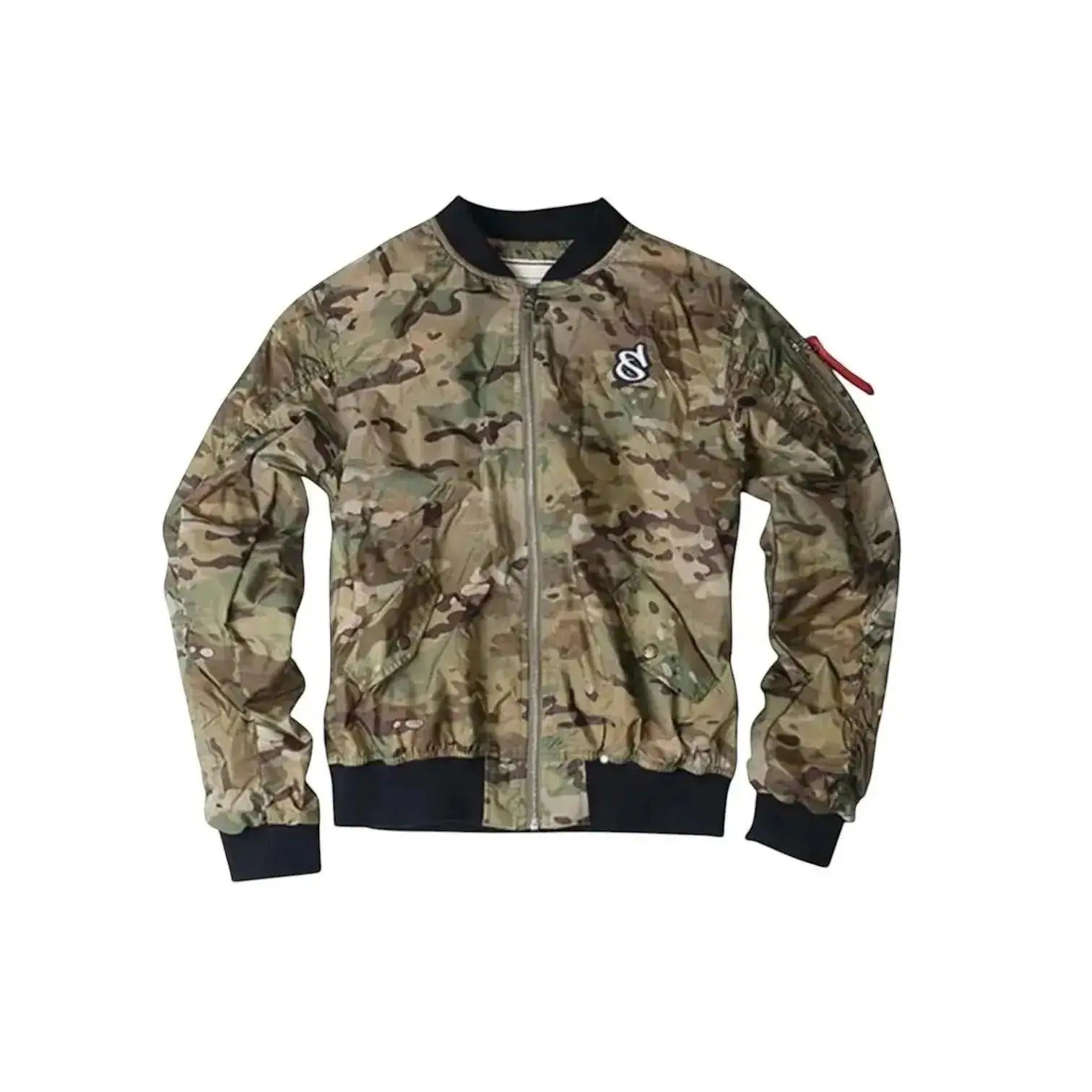 WarriorGear.eu women's multicam camouflage bomber jacket with black cuffs and collar, windproof and comfortable.