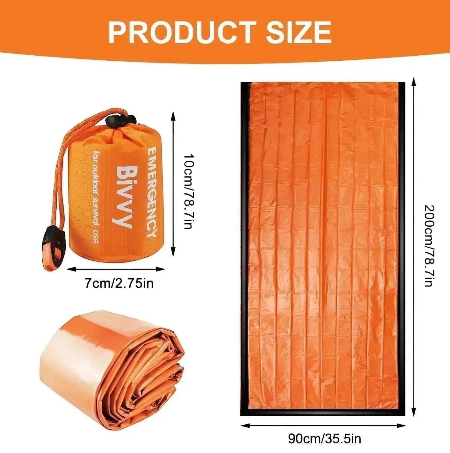 WarriorGear.eu orange emergency bivvy survival thermal sleeping bag, waterproof and compact for outdoor use.