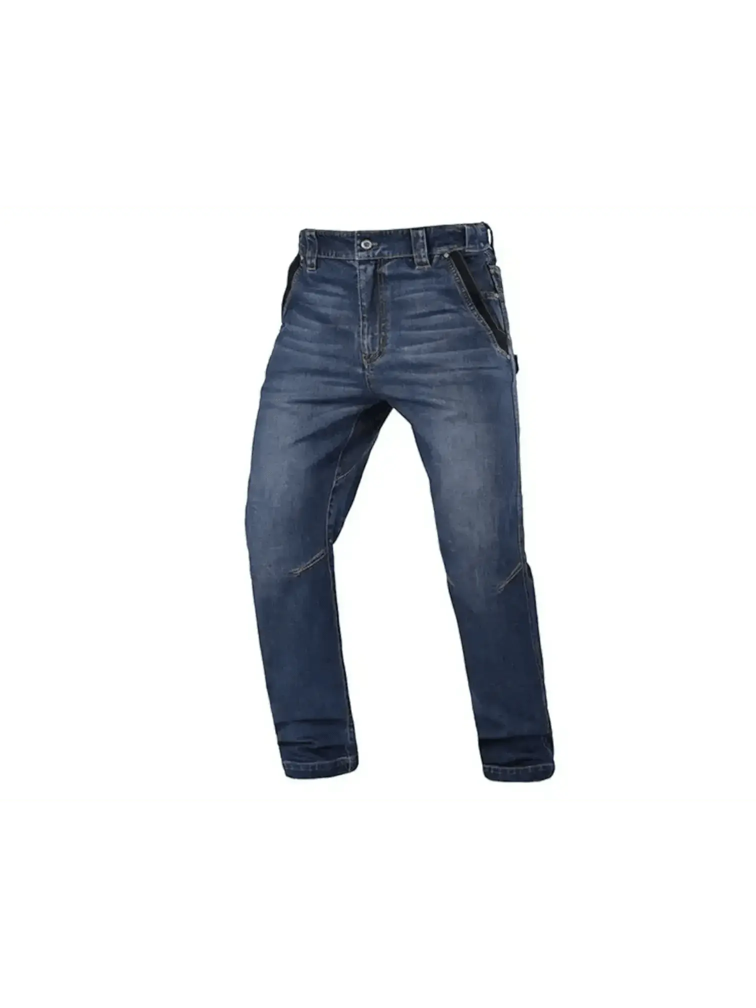 Niebieskie męskie jeansy taktyczne outdoorowe z elastycznego, wzmocnionego denimu i praktycznymi kieszeniami