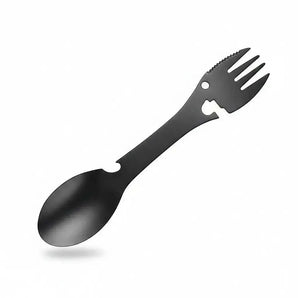 wielofunkcyjny spork turystyczny 5w1 z czarnej stali nierdzewnej do biwakowania i survivalu